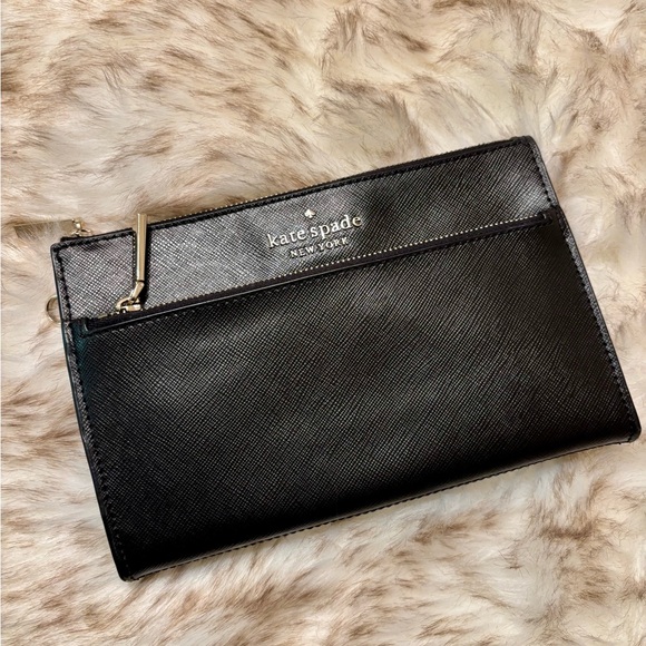 kate spade Handbags - Kate Spade Staci Medium Saffiano Leather Wristlet - Black (no strap)